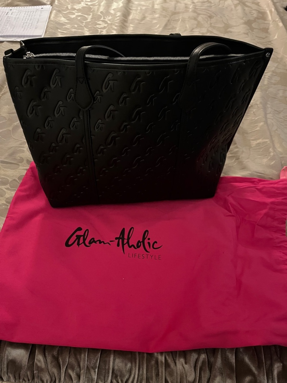 Black Embossed Tote Bag